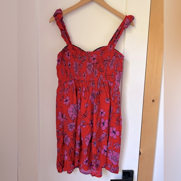 Flirty red and pink floral summer dress, M, Land of the Free - Picture 2 of 3